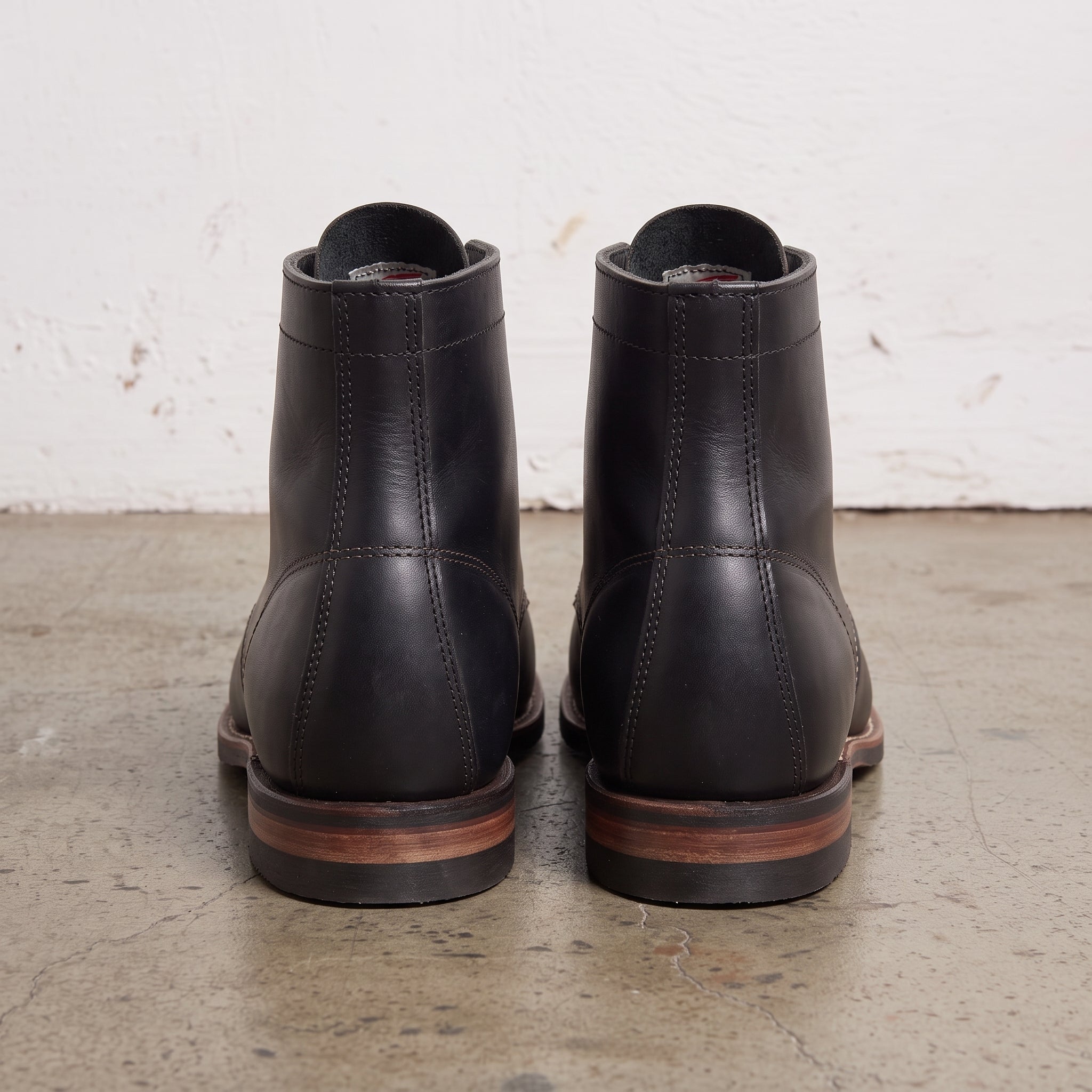 Men's Black Moc-Toe Leather Ankle Boots — Atlow