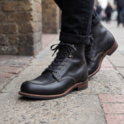 Men's Black Moc-Toe Leather Ankle Boots — Atlow
