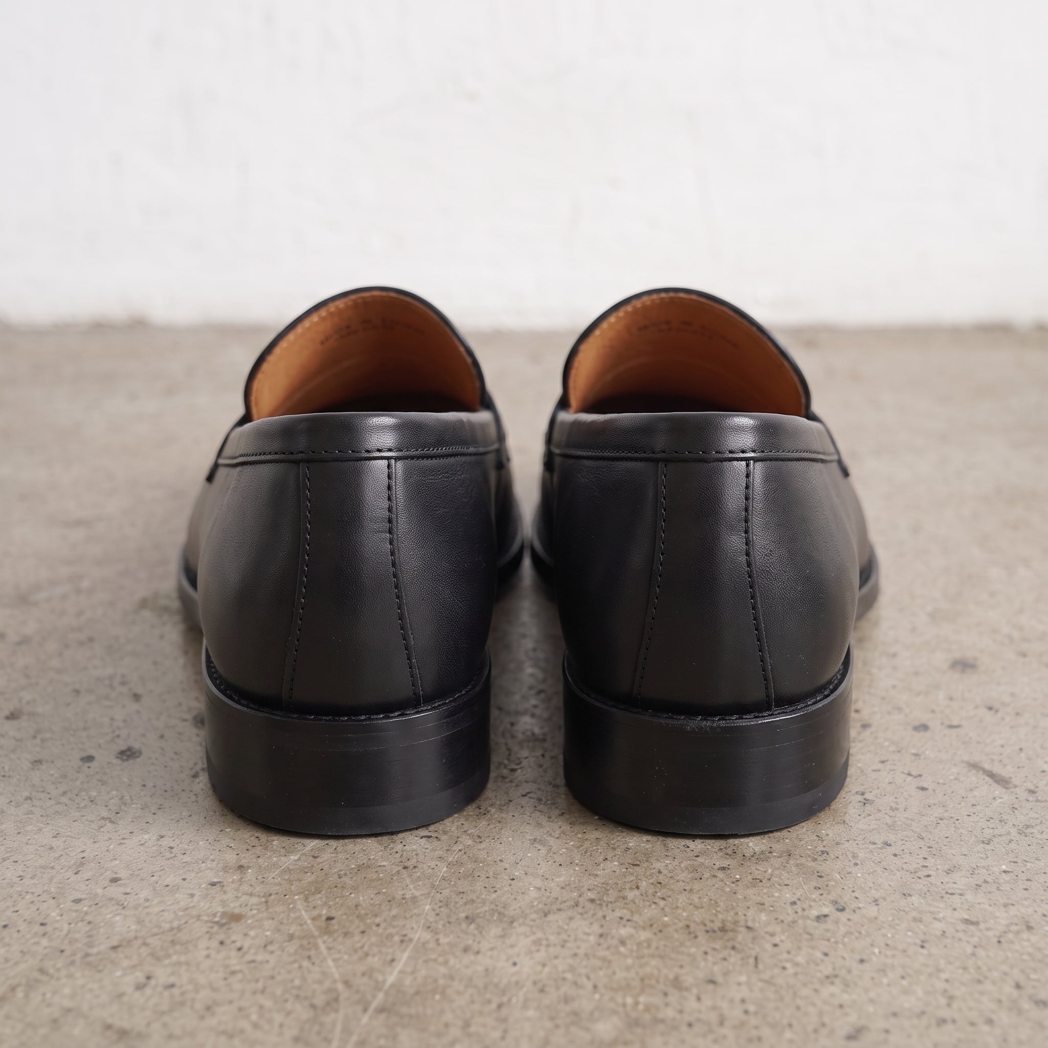 Men's Black Moc-Toe Leather Penny Loafers — Hemsworth