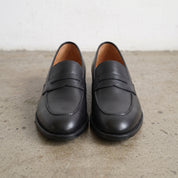Men's Black Moc-Toe Leather Penny Loafers — Hemsworth