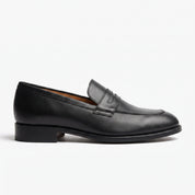 Men's Black Moc-Toe Leather Penny Loafers — Hemsworth