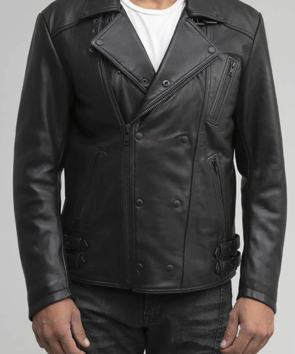 Gothic Leather Jacket for Men | Black New Zealand Leather