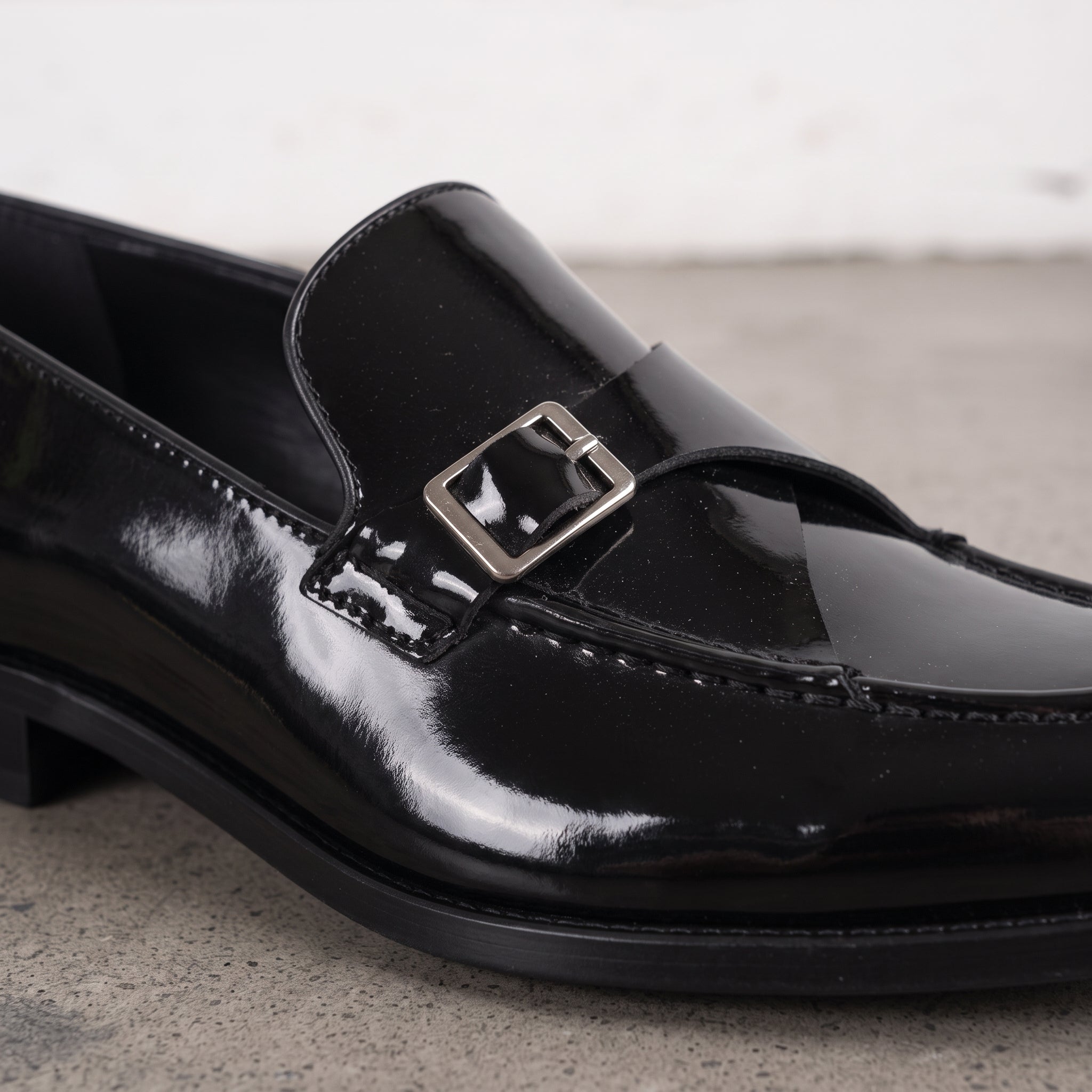 Men's Black Patent Leather Monk Strap Loafers — Lofthouse
