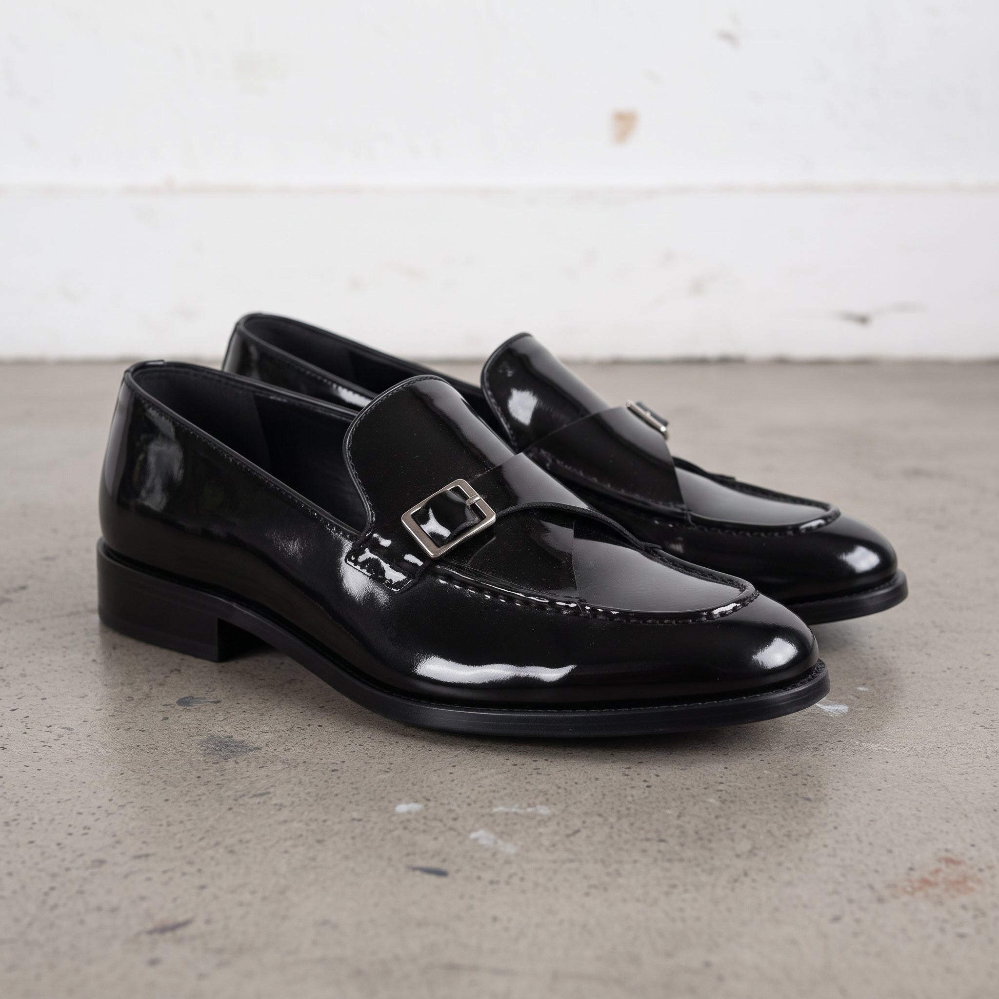 Men's Black Patent Leather Monk Strap Loafers — Lofthouse