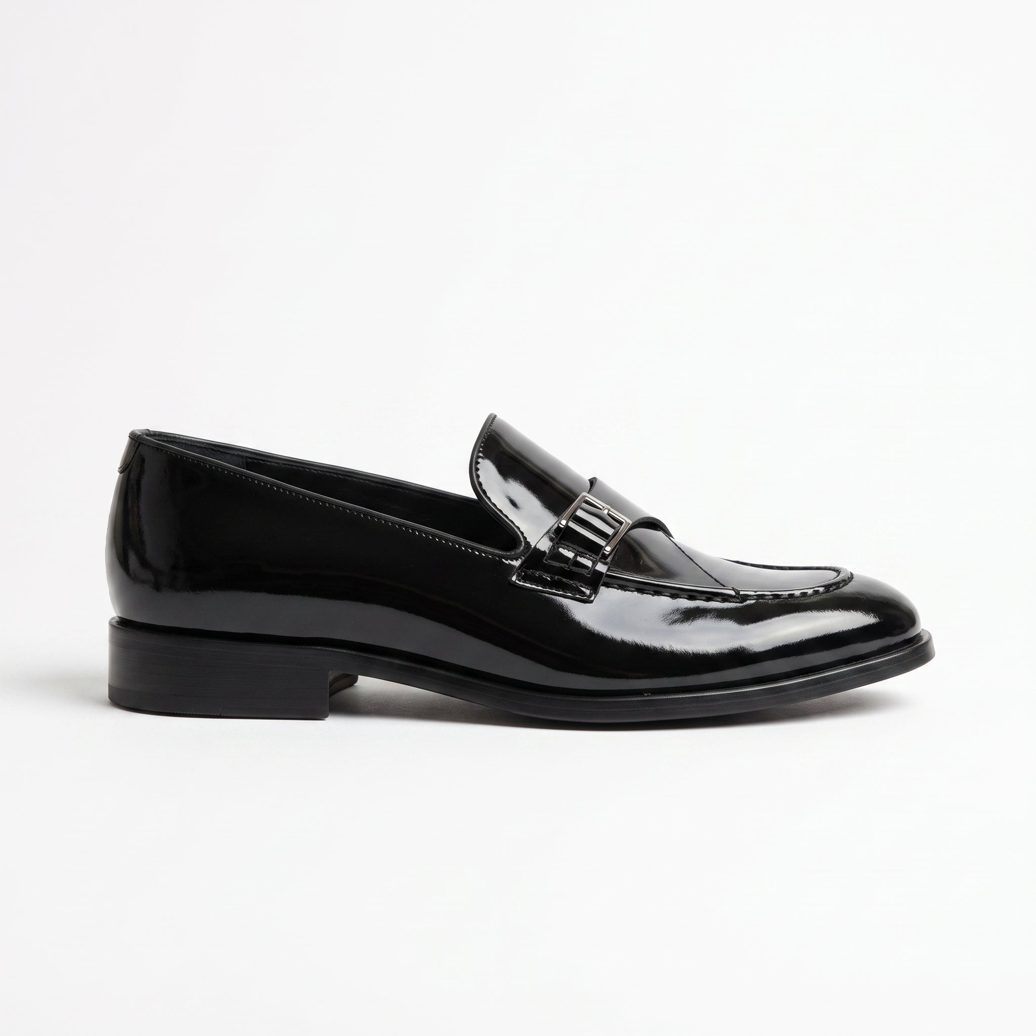 Men's Black Patent Leather Monk Strap Loafers — Lofthouse