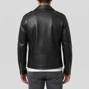 Men's Black Pebbled Leather Biker Jacket — Ashburton