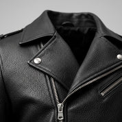Men's Black Pebbled Leather Biker Jacket — Ashburton