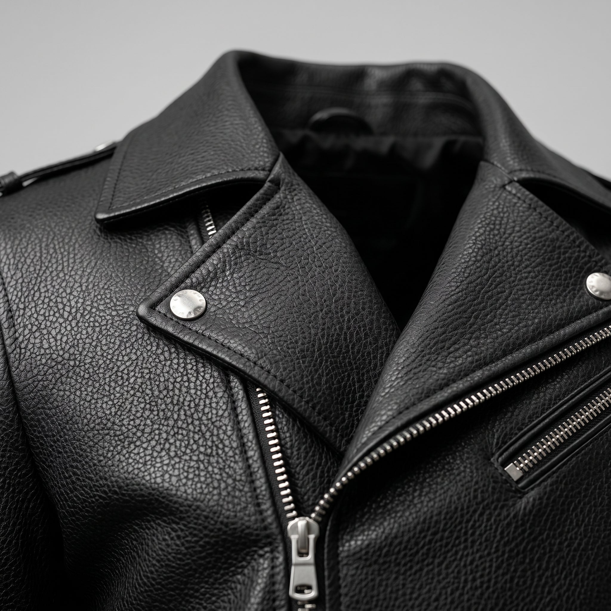 Men's Black Pebbled Leather Biker Jacket — Ashburton
