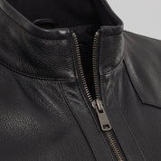 Men's Black Pebbled Leather Bomber Jacket — Forres