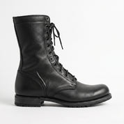 Men's Black Pebbled Leather Combat Boots — Gaston