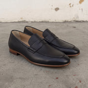 Handcrafted Men's Black Leather Moccasin Loafers — Finsbury