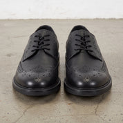 Men's Black Pebbled Leather Wingtip Brogue Derbys — Dalesford