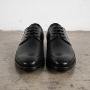 Men's Black Perforated Leather Derby Shoes — Ingham