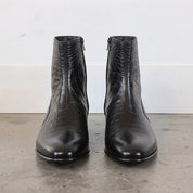 Men's Black Plain-Toe Crocodile-Embossed Leather Ankle Boots — Chilcombe