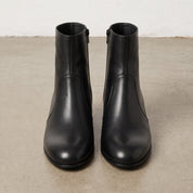 Men's Black Plain-Toe Leather 1.5 -2 Inch Heeled Ankle Boots — Buchanan
