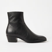 Men's Black Plain-Toe Leather 1.5 -2 Inch Heeled Ankle Boots — Buchanan