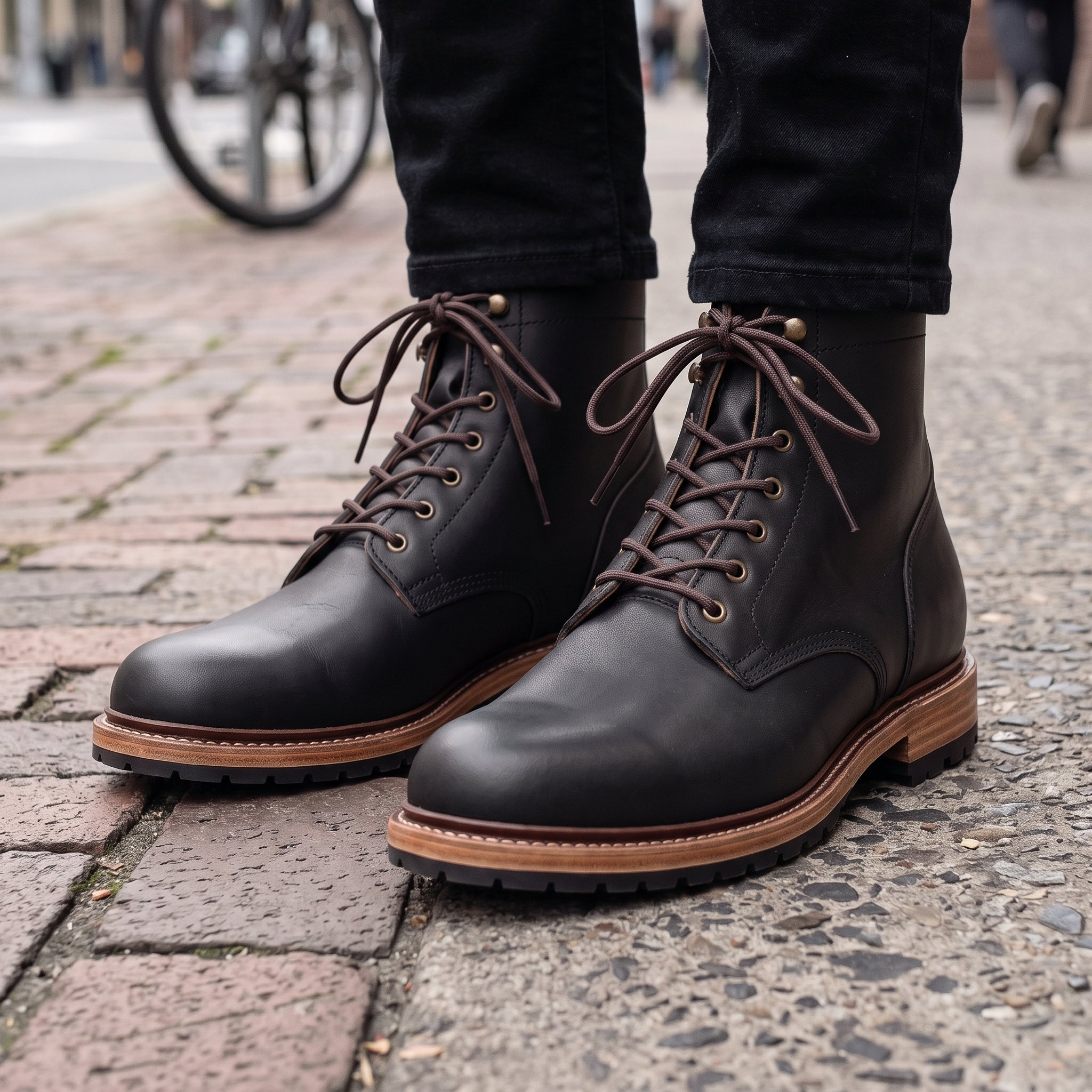 Men's Black Plain-Toe Leather Ankle Boots — Avonside