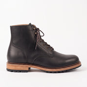 Men's Black Plain-Toe Leather Ankle Boots — Avonside