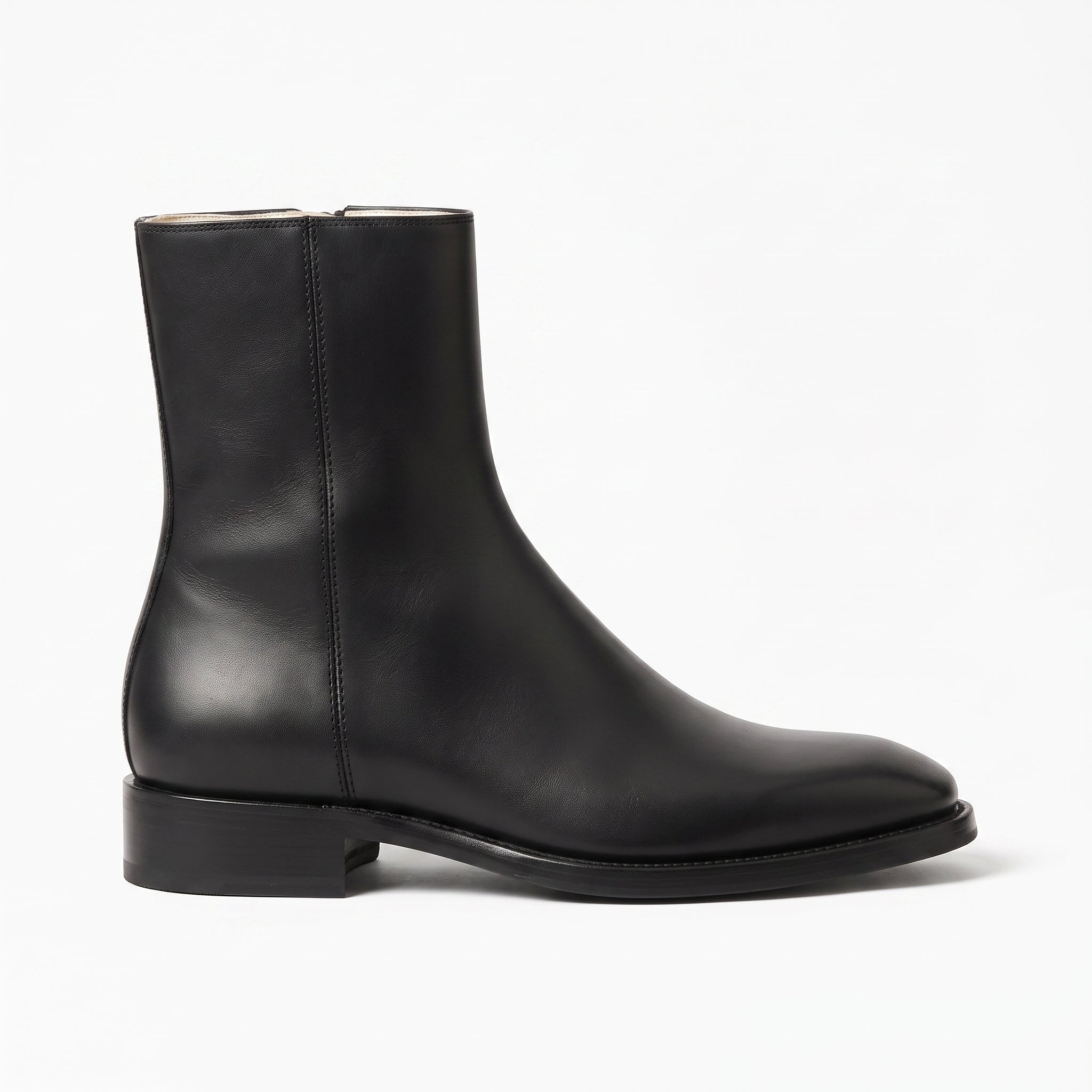 Men's Black Plain-Toe Leather Ankle Boots — Billingsley