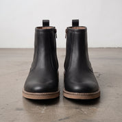 Men's Black Plain-Toe Leather Ankle Boots — Flindell