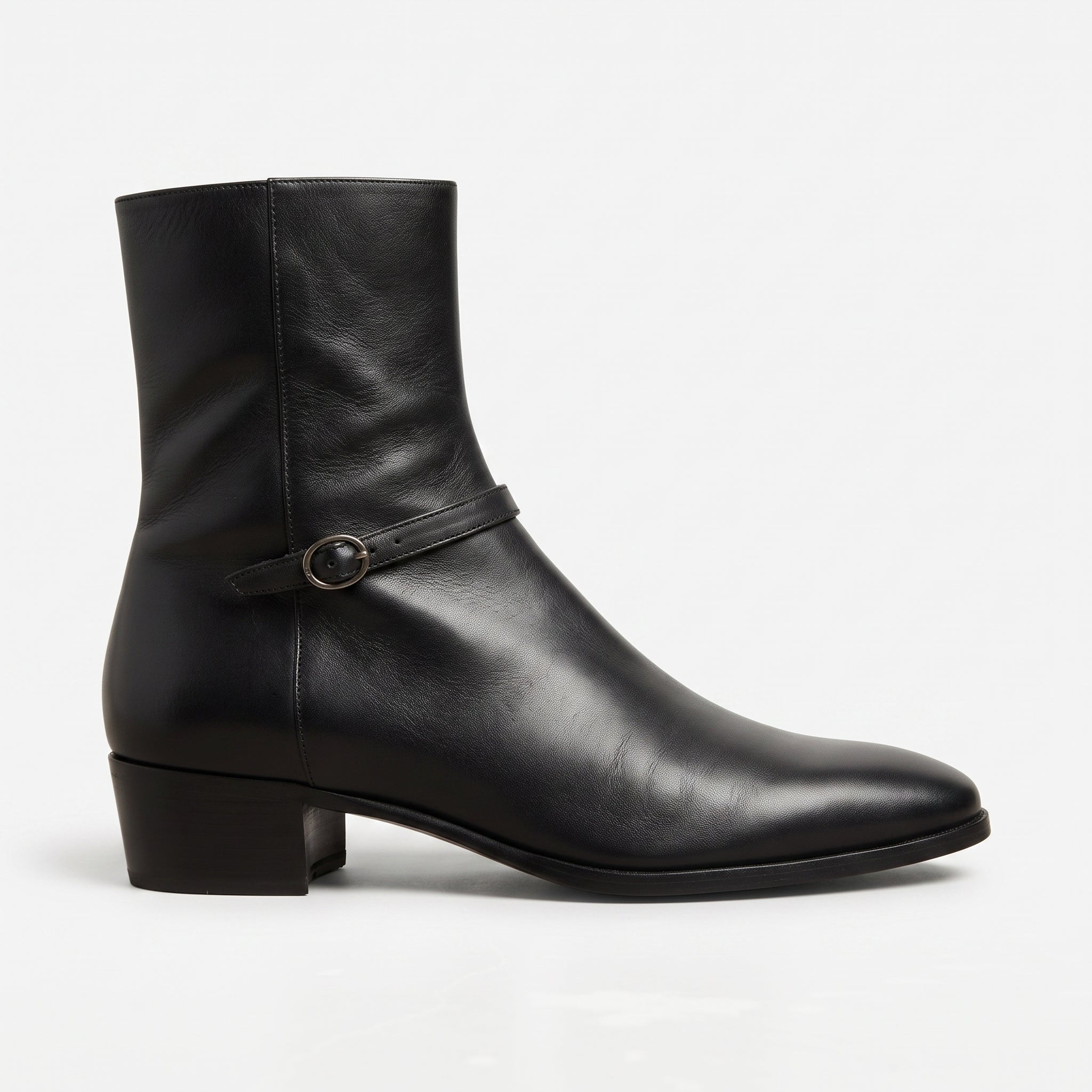 Men's Black Plain-Toe Leather Ankle Boots — Humphrey