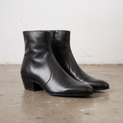 Men's Black Plain-Toe Leather Ankle Boots — Rugby