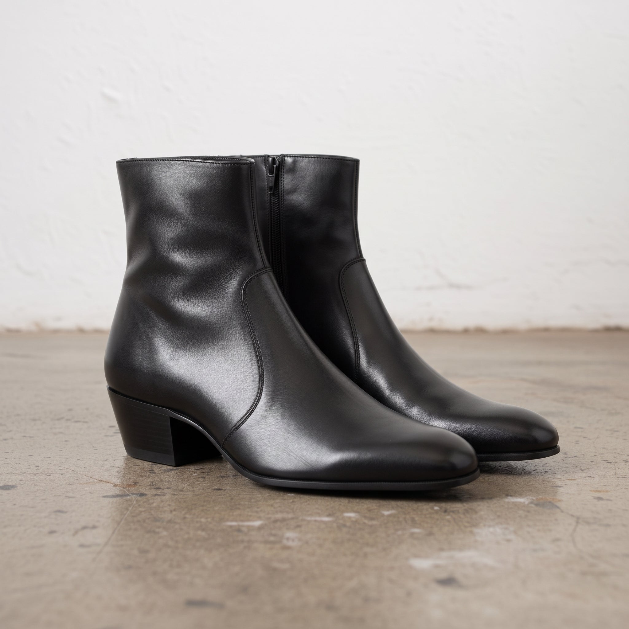 Men's Black Plain-Toe Leather Ankle Boots — Rugby