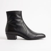 Men's Black Plain-Toe Leather Ankle Boots — Rugby