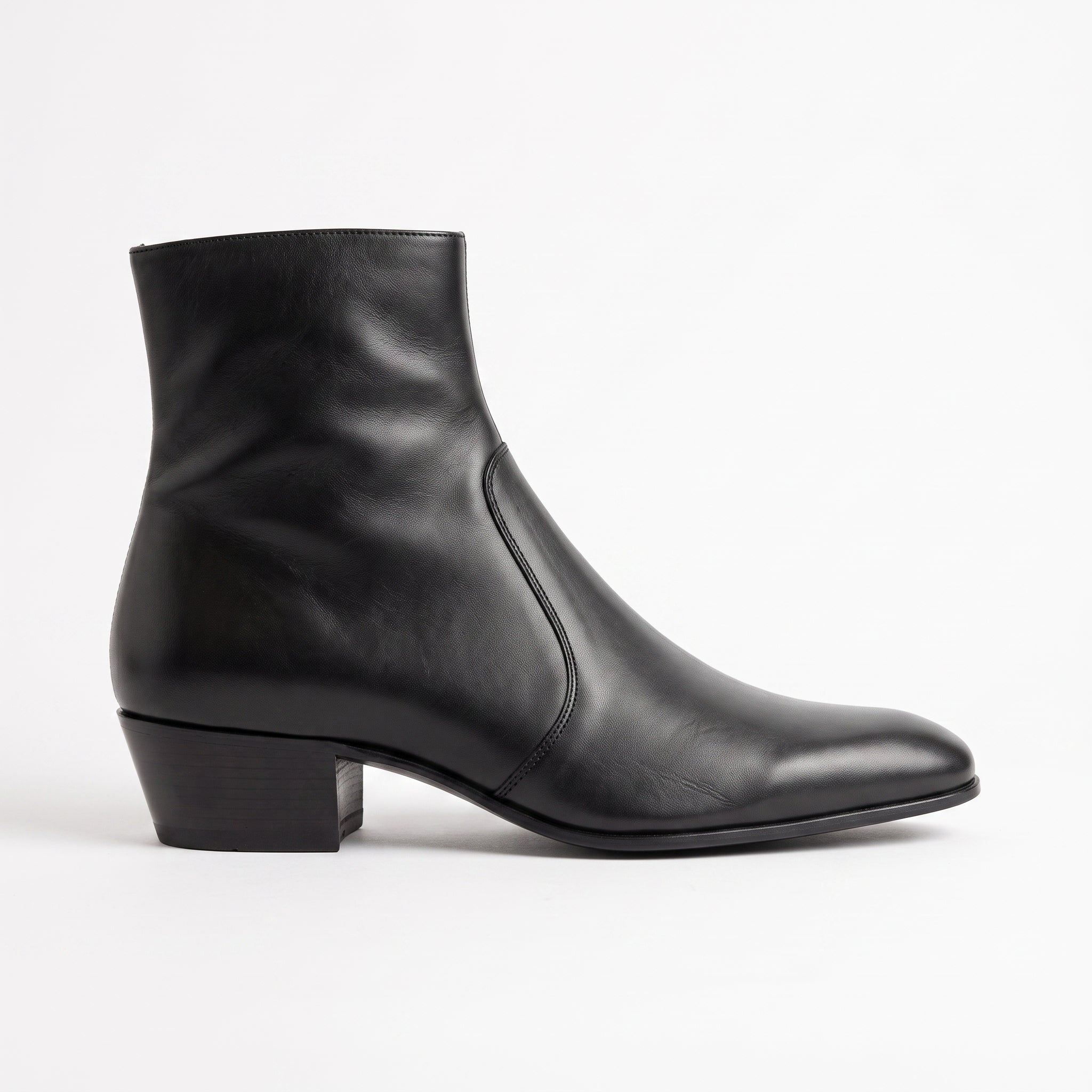 Men's Black Plain-Toe Leather Ankle Boots — Rugby