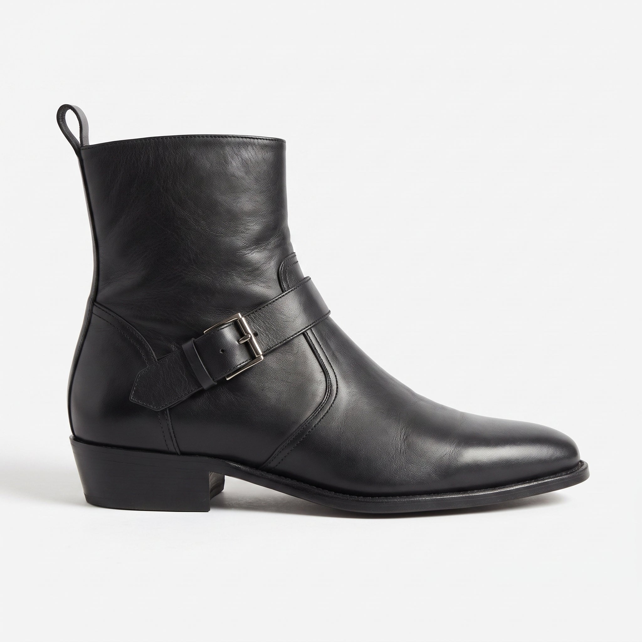 Men's Black Plain-Toe Leather Biker Boots - Blakenham — Blakenham