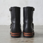 Men's Black Plain-Toe Leather Biker Boots — Bolton