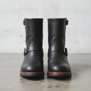 Men's Black Plain-Toe Leather Biker Boots — Bolton