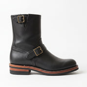 Men's Black Plain-Toe Leather Biker Boots — Bolton