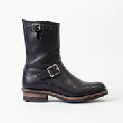Men's Black Plain-Toe Leather Biker Boots — Brimley