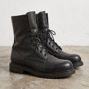 Men's Black Plain-Toe Leather Biker Boots — Wharfedale