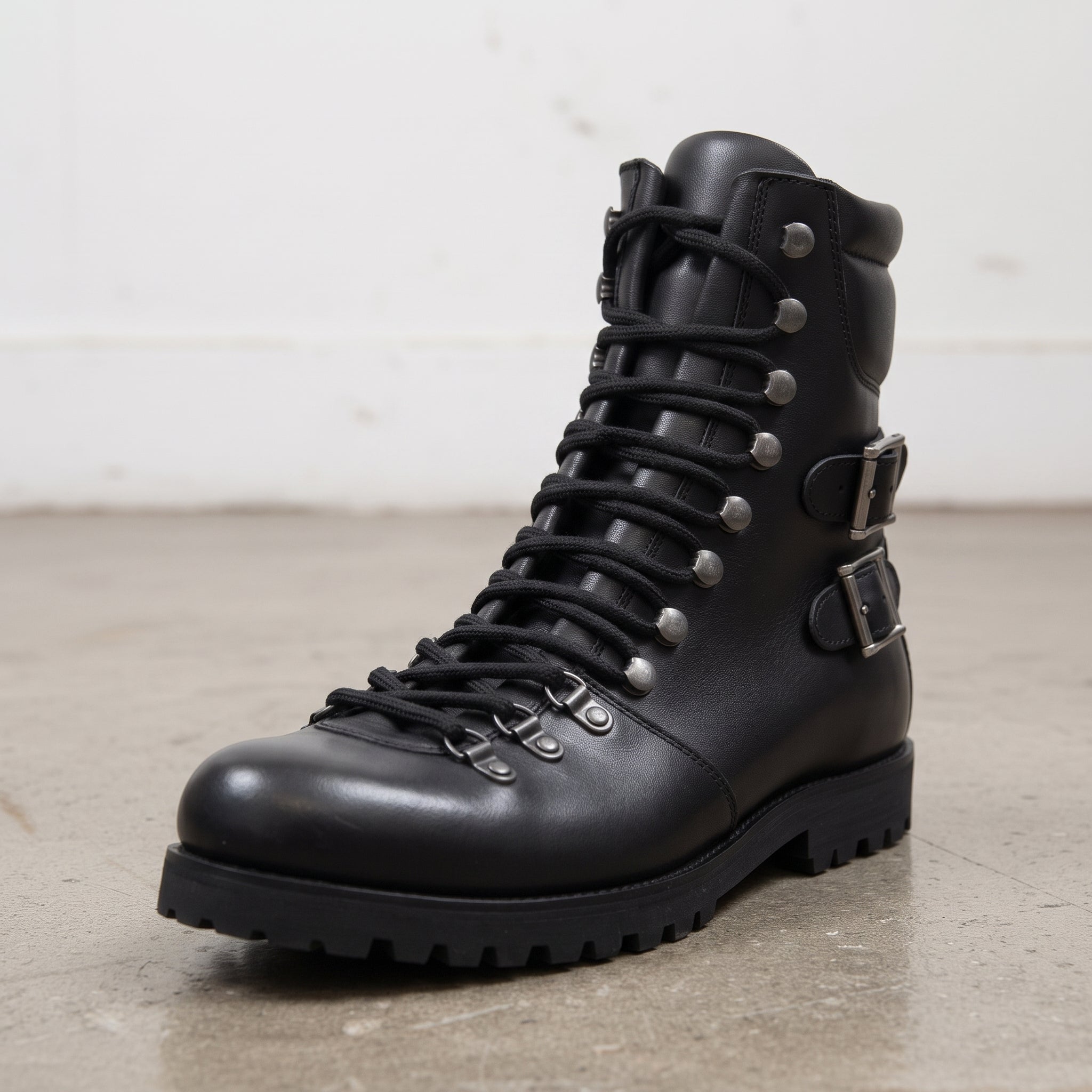 Men's Black Plain-Toe Leather Hiker Boots — Enfield