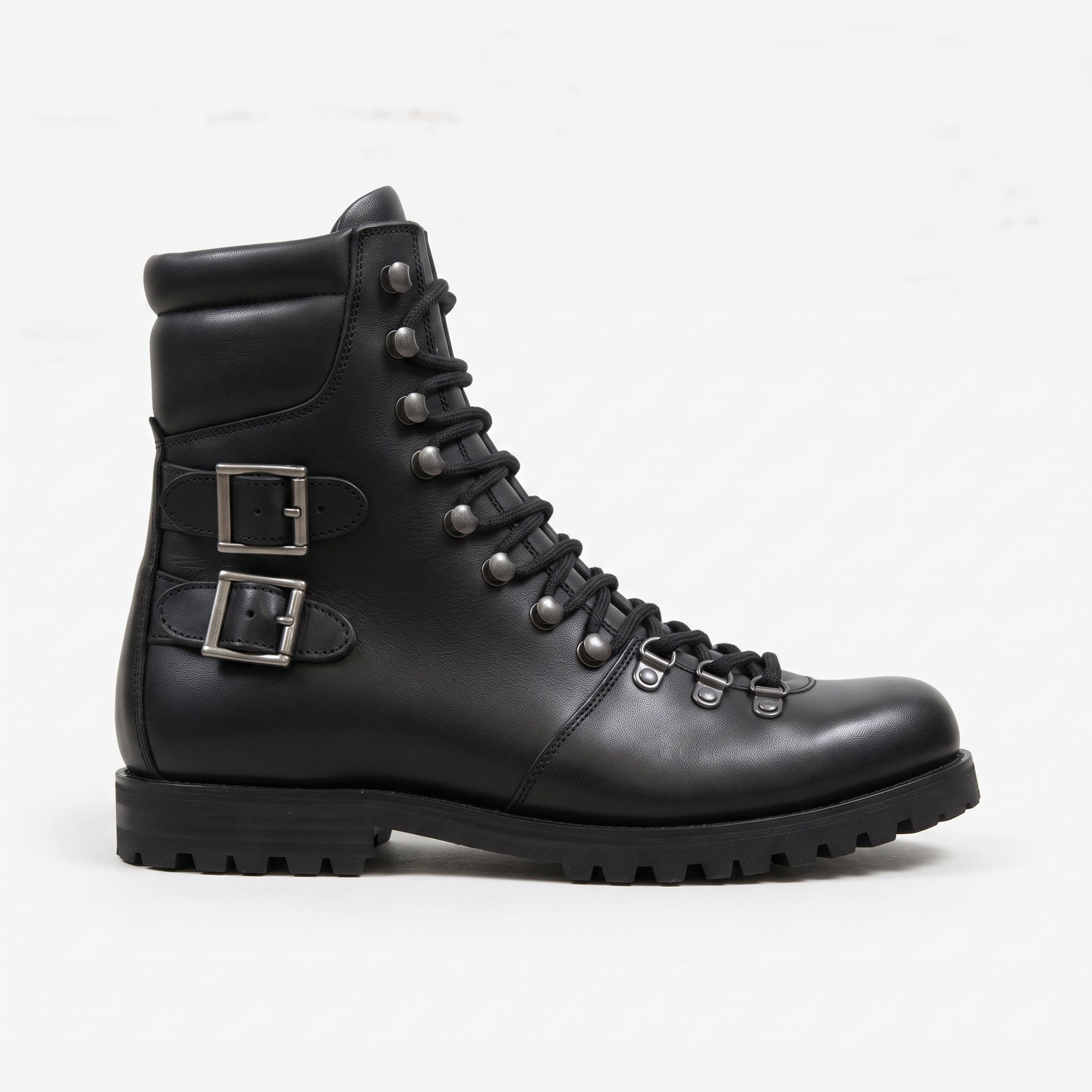 Men's Black Plain-Toe Leather Hiker Boots — Enfield