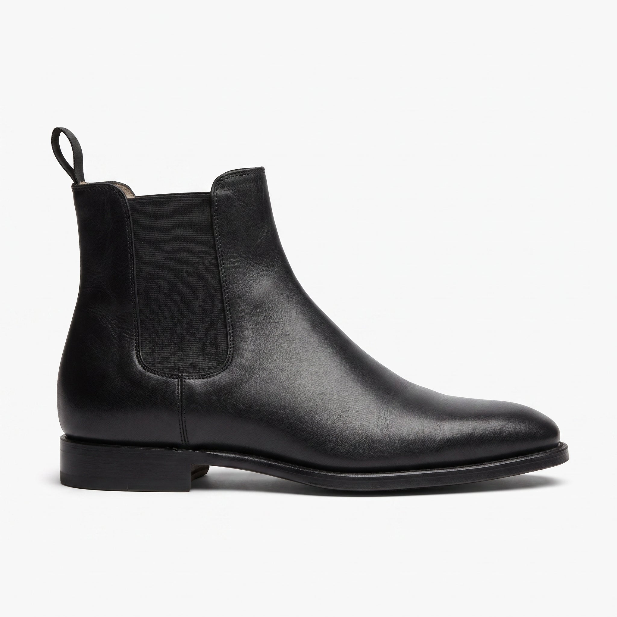 Men's Black Plain-Toe Leather Chelsea Boots — Allan