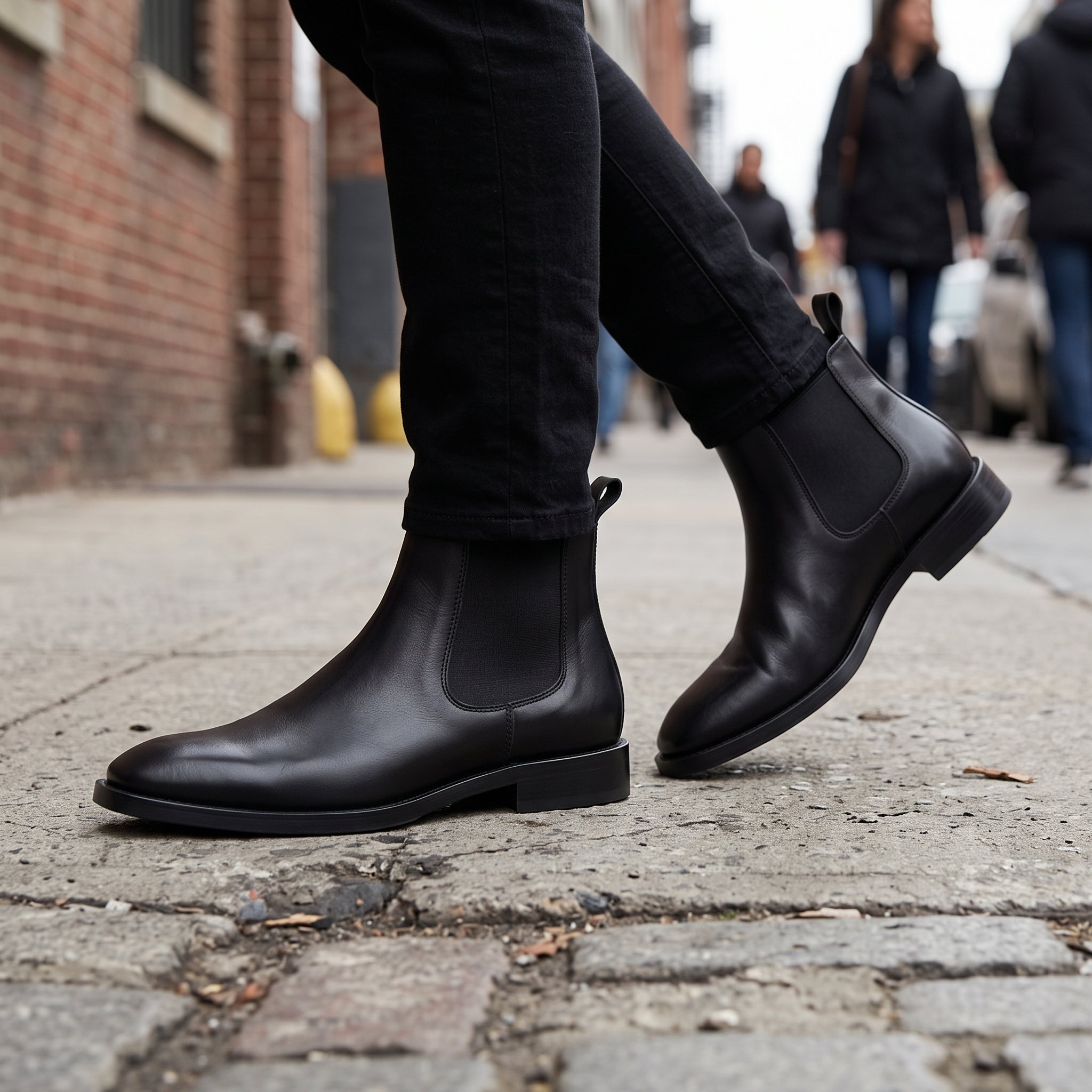 Men's Black Plain-Toe Leather Chelsea Boots — Bideford
