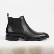 Men's Black Plain-Toe Leather Chelsea Boots — Bideford