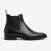 Men's Black Plain-Toe Leather Chelsea Boots — Hockin