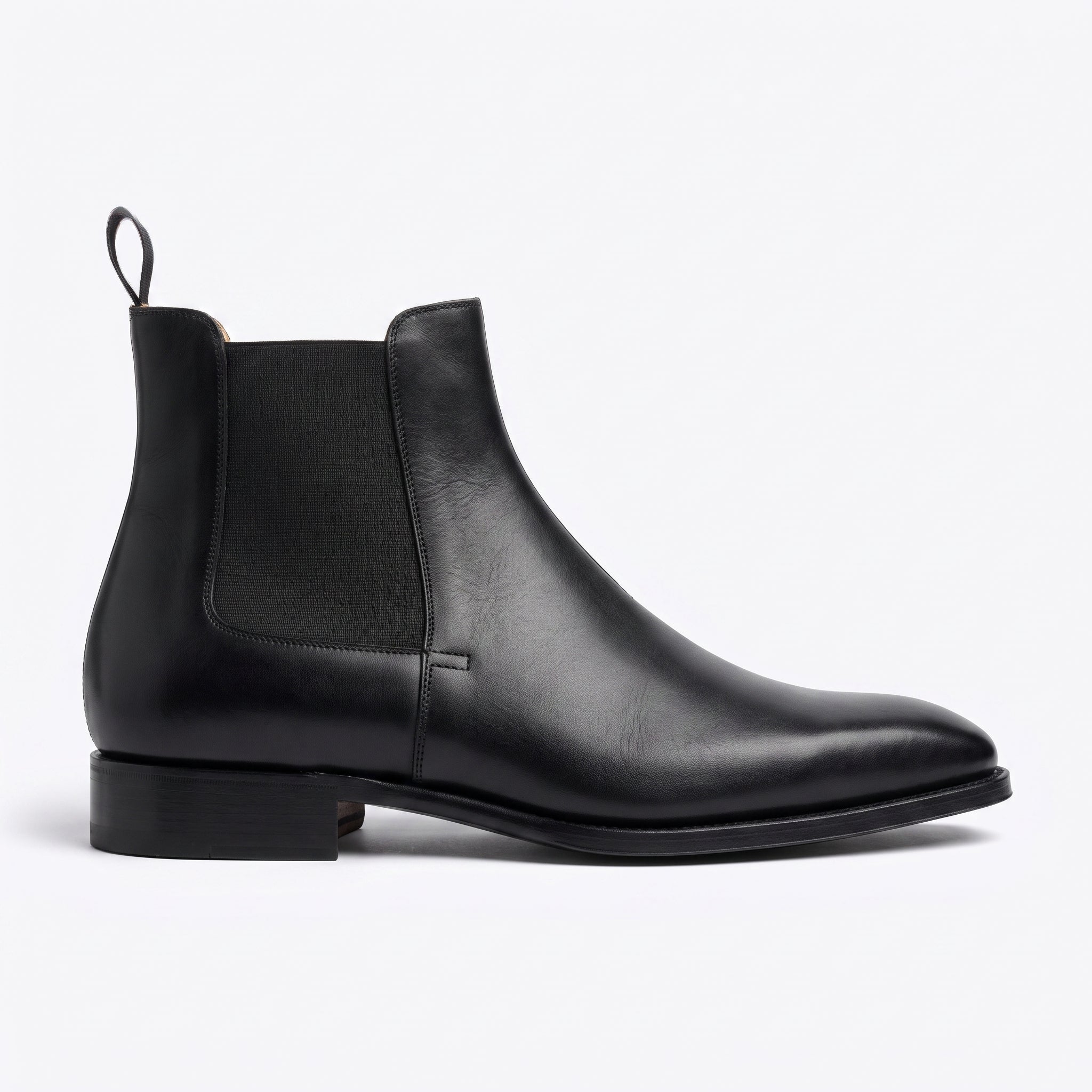 Men's Black Plain-Toe Leather Chelsea Boots — Hockin