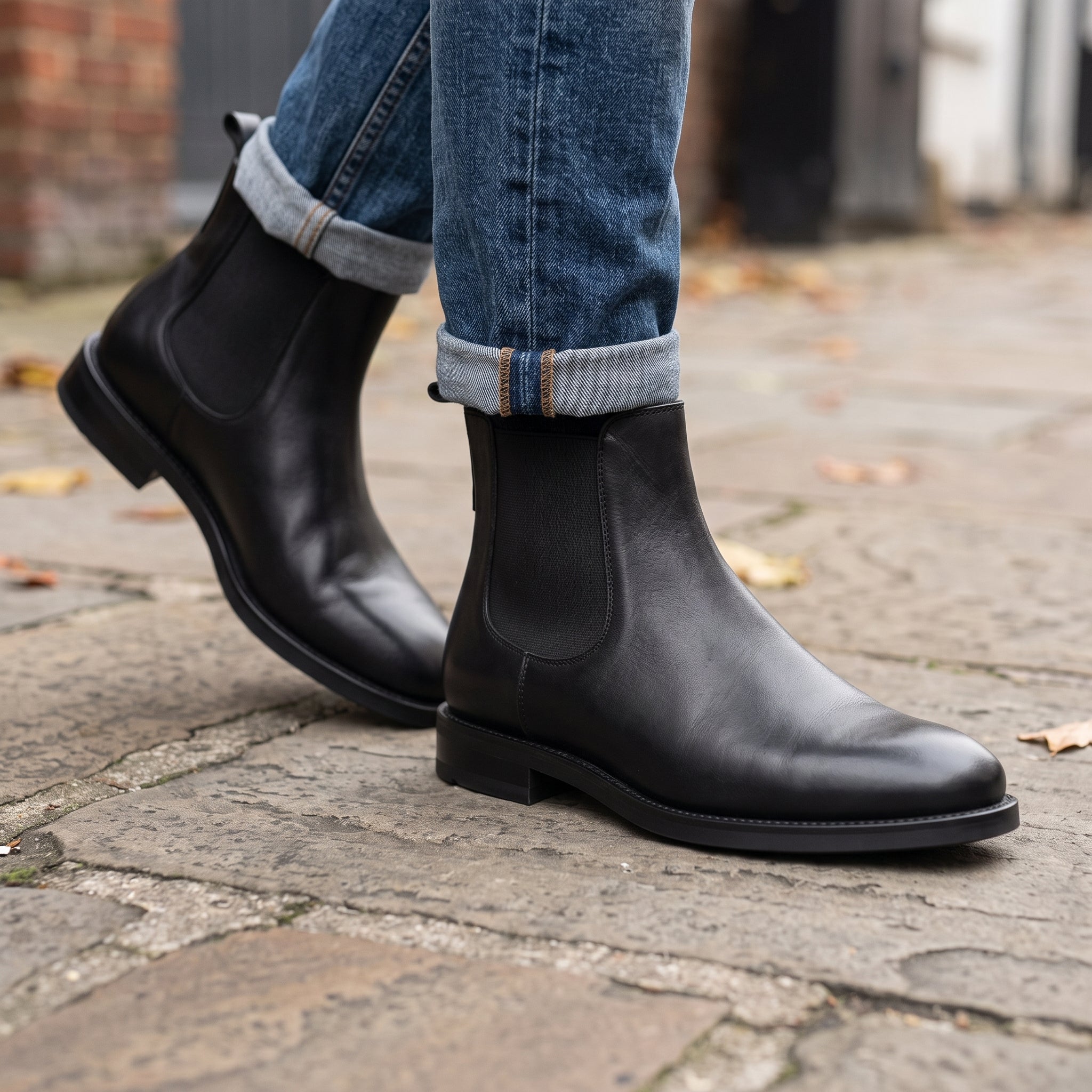 Men's Black Plain-Toe Leather Chelsea Boots — Morton