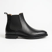 Men's Black Plain-Toe Leather Chelsea Boots — Morton