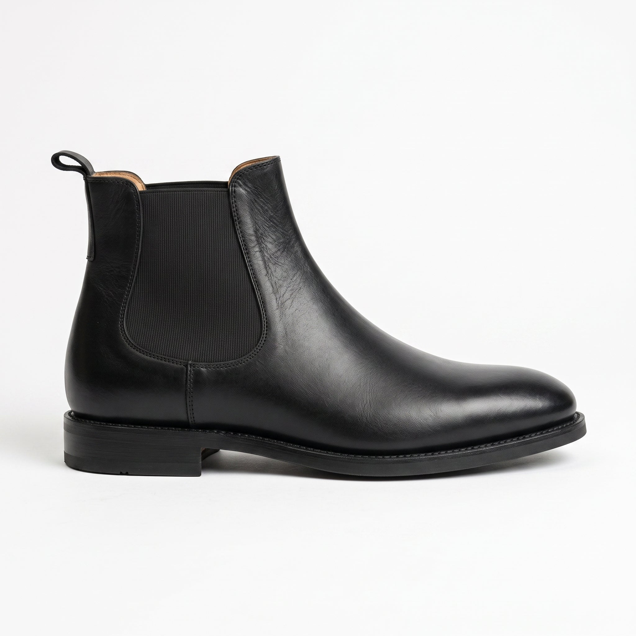 Men's Black Plain-Toe Leather Chelsea Boots — Morton