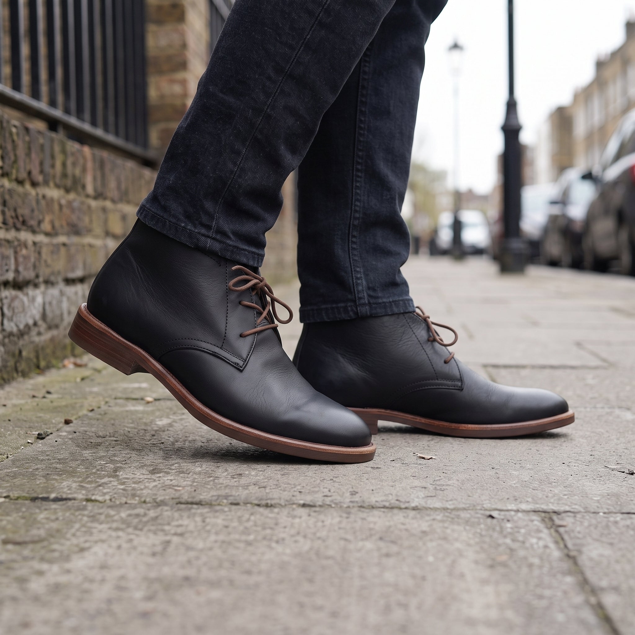 Men's Black Plain-Toe Leather Chukka Boots — Balfour
