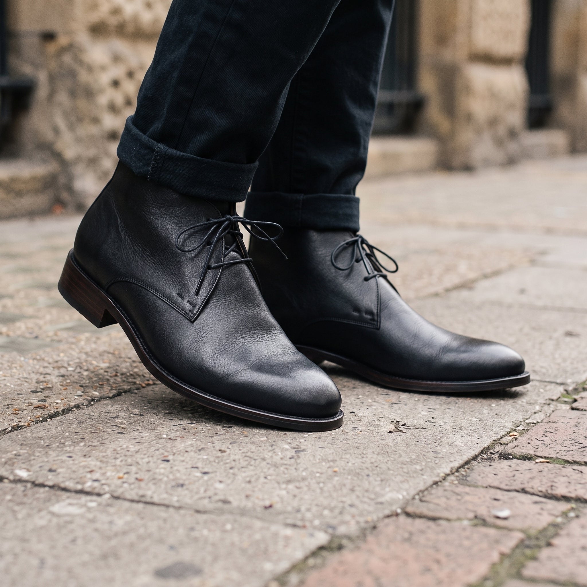 Men's Black Plain-Toe Leather Chukka Boots — Hornsey