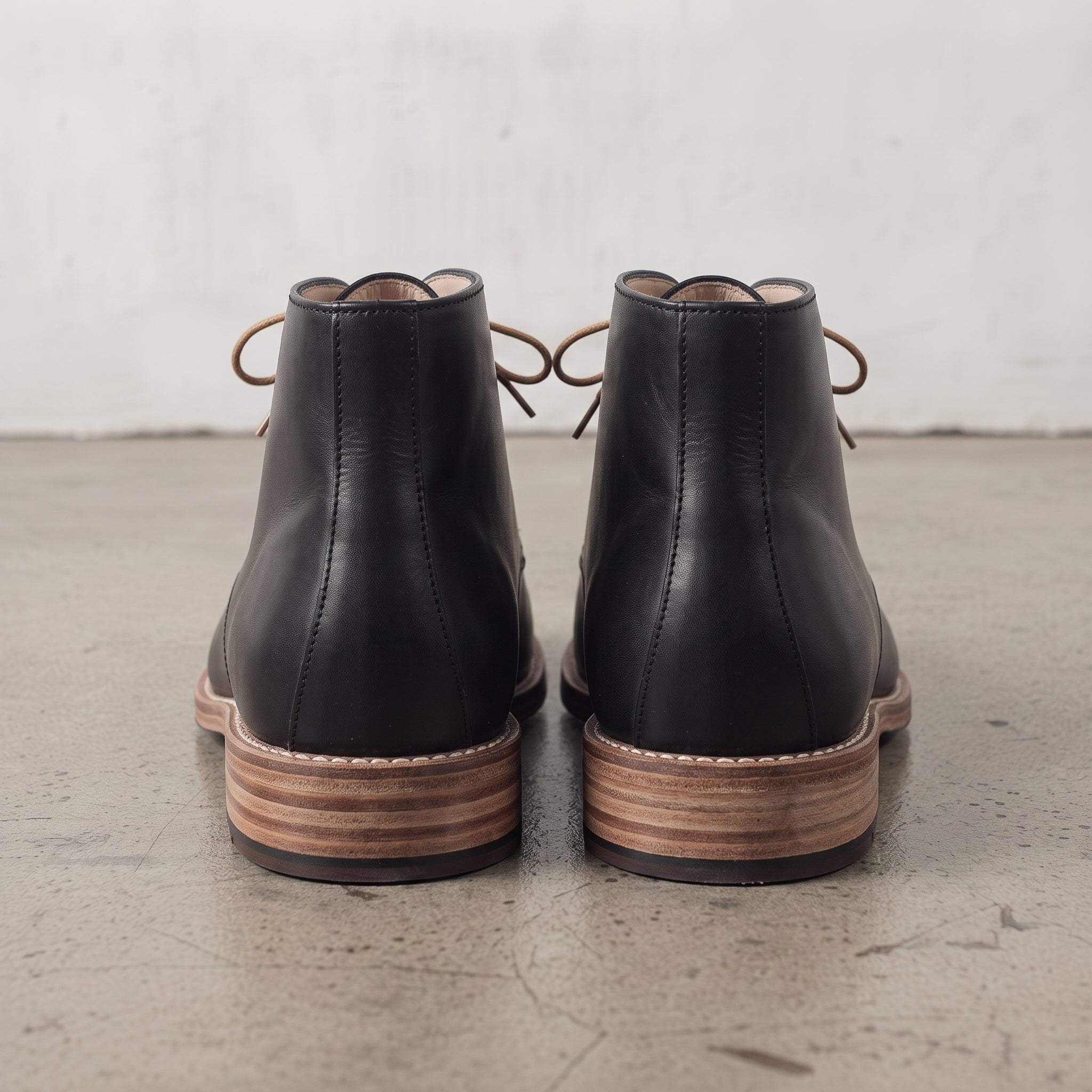 Men's Black Plain-Toe Leather Chukka Boots — Russell