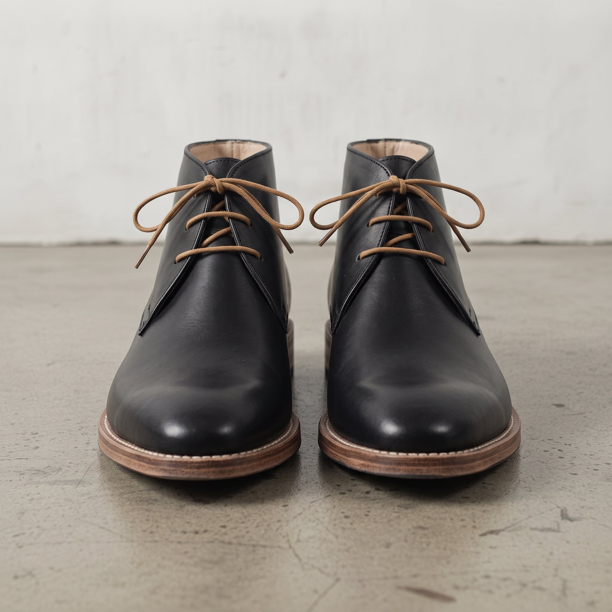 Men's Black Plain-Toe Leather Chukka Boots — Russell