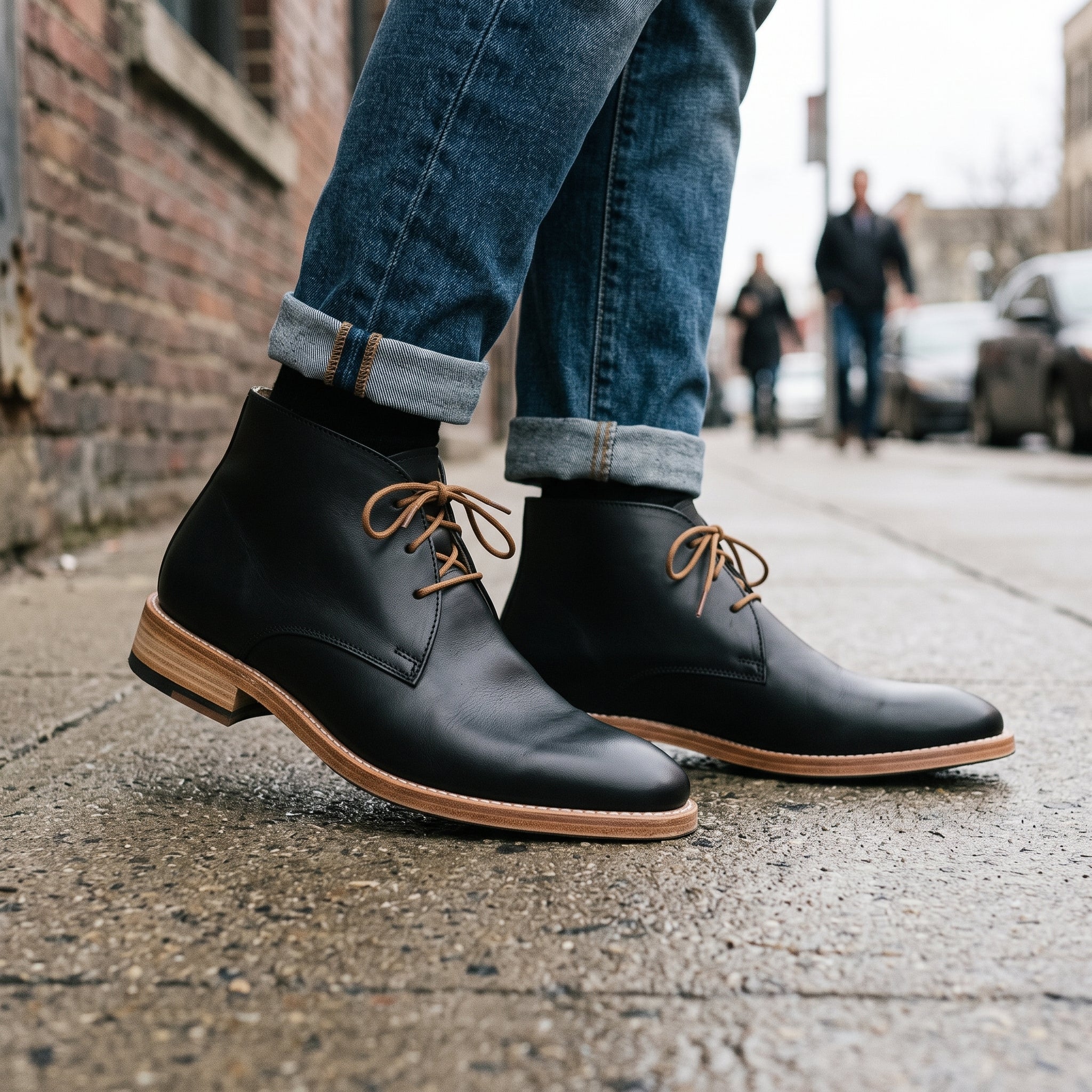 Men's Black Plain-Toe Leather Chukka Boots — Russell